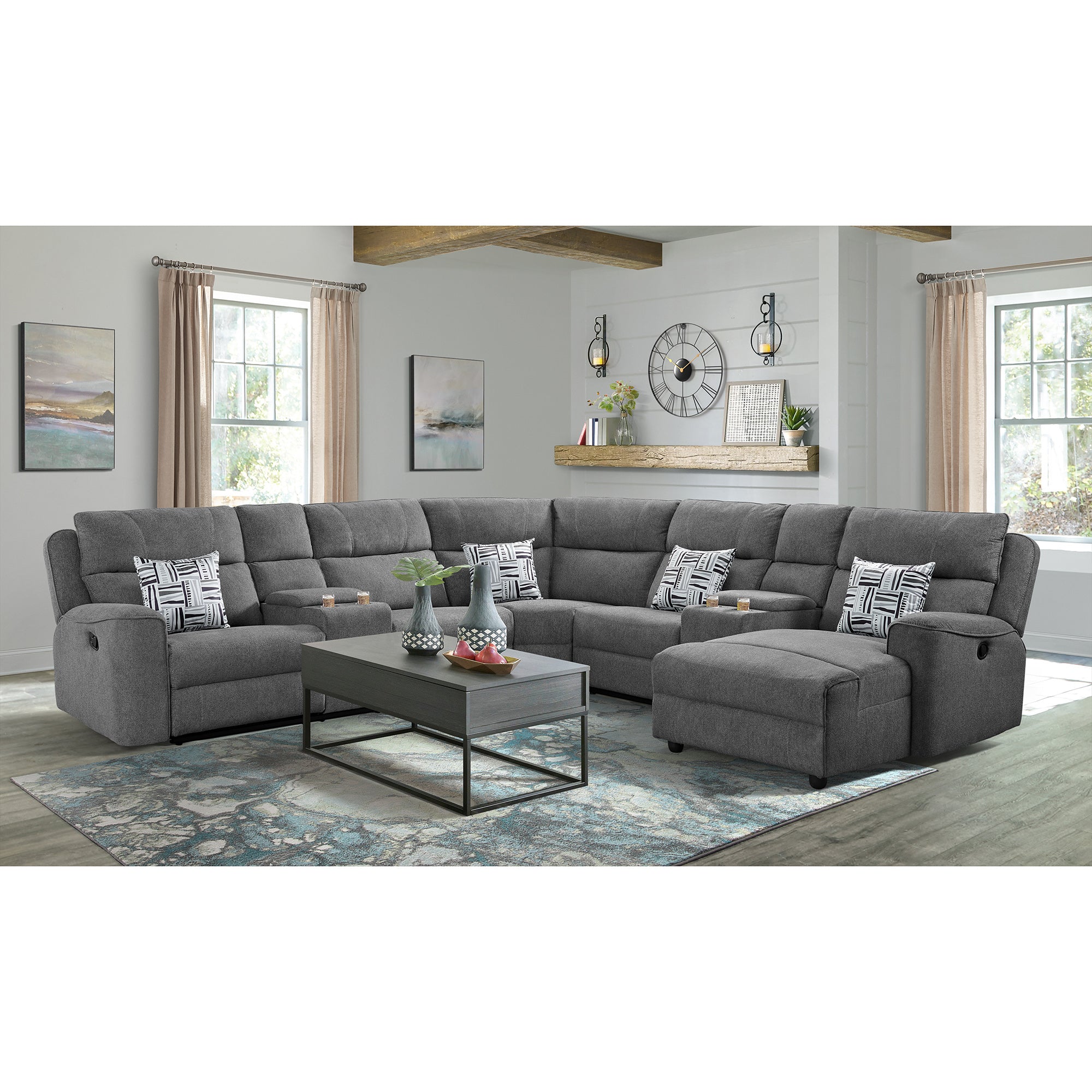 Connery-Sectional-LHF-motion-Loveseat-with-Console-and-1-pillow-in-Pewter