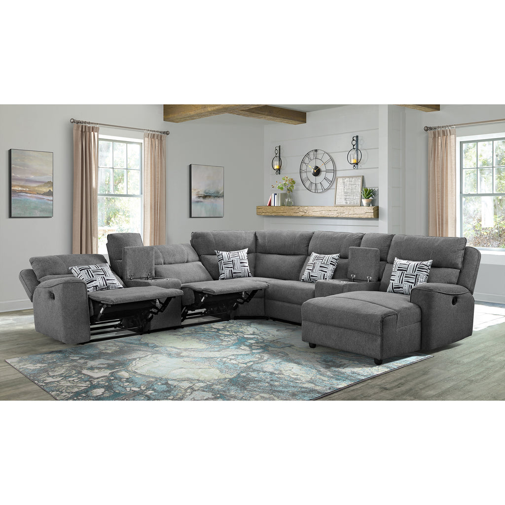 Connery-Sectional-Armless-Chair-with-Console-and-1-pillow-in-Pewter