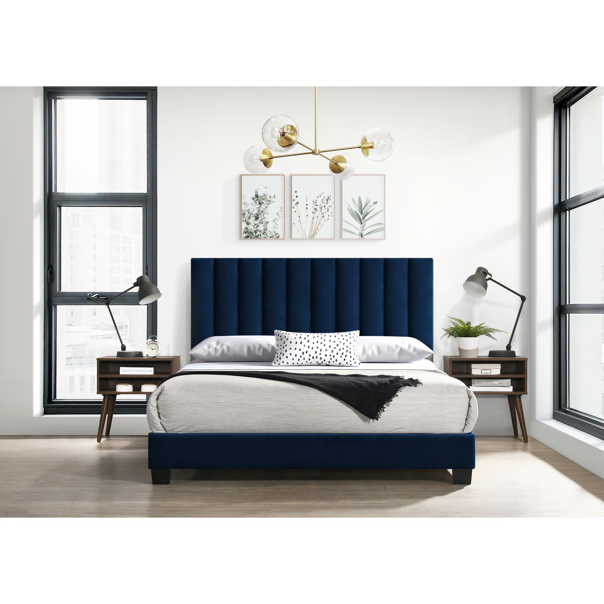 Coyote-Queen-Bed-W/Carroll-Navy-w/Two-End-Table-(ISTA-3)