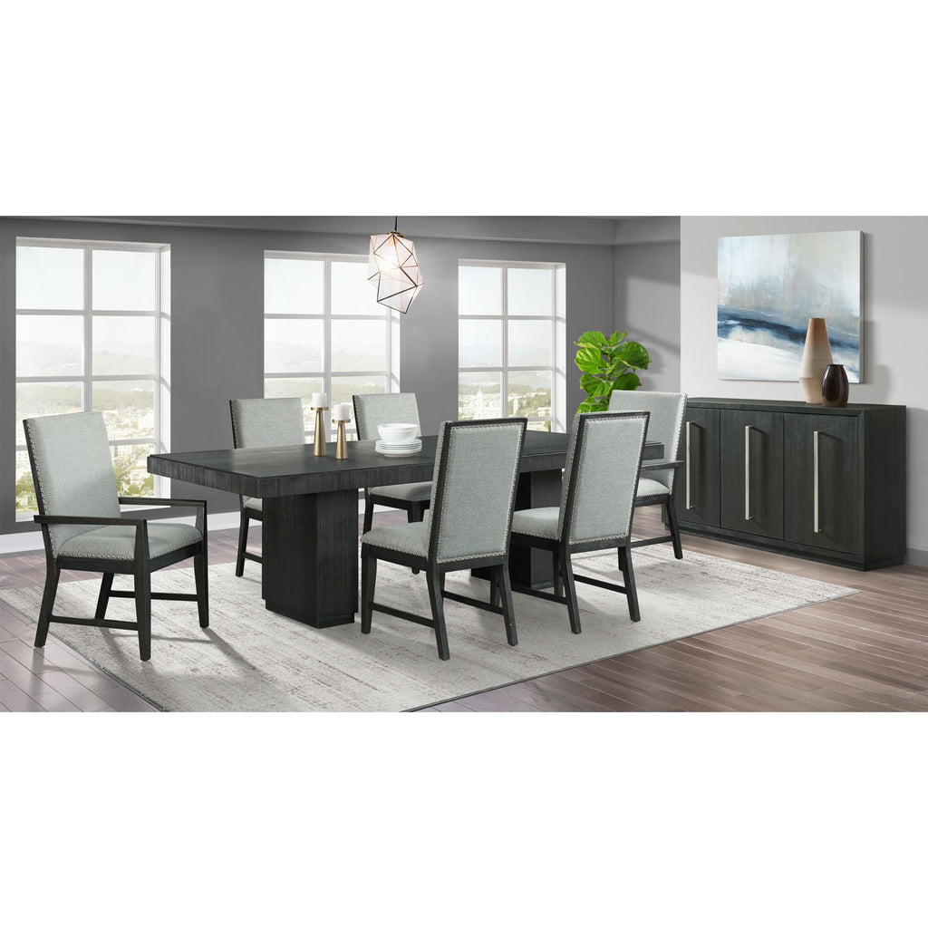 Donovan-7PC-Standard-Height-Dining-Set-Table,-Four-Side-Chairs-&-Two-Arm-Chairs-in-Gray