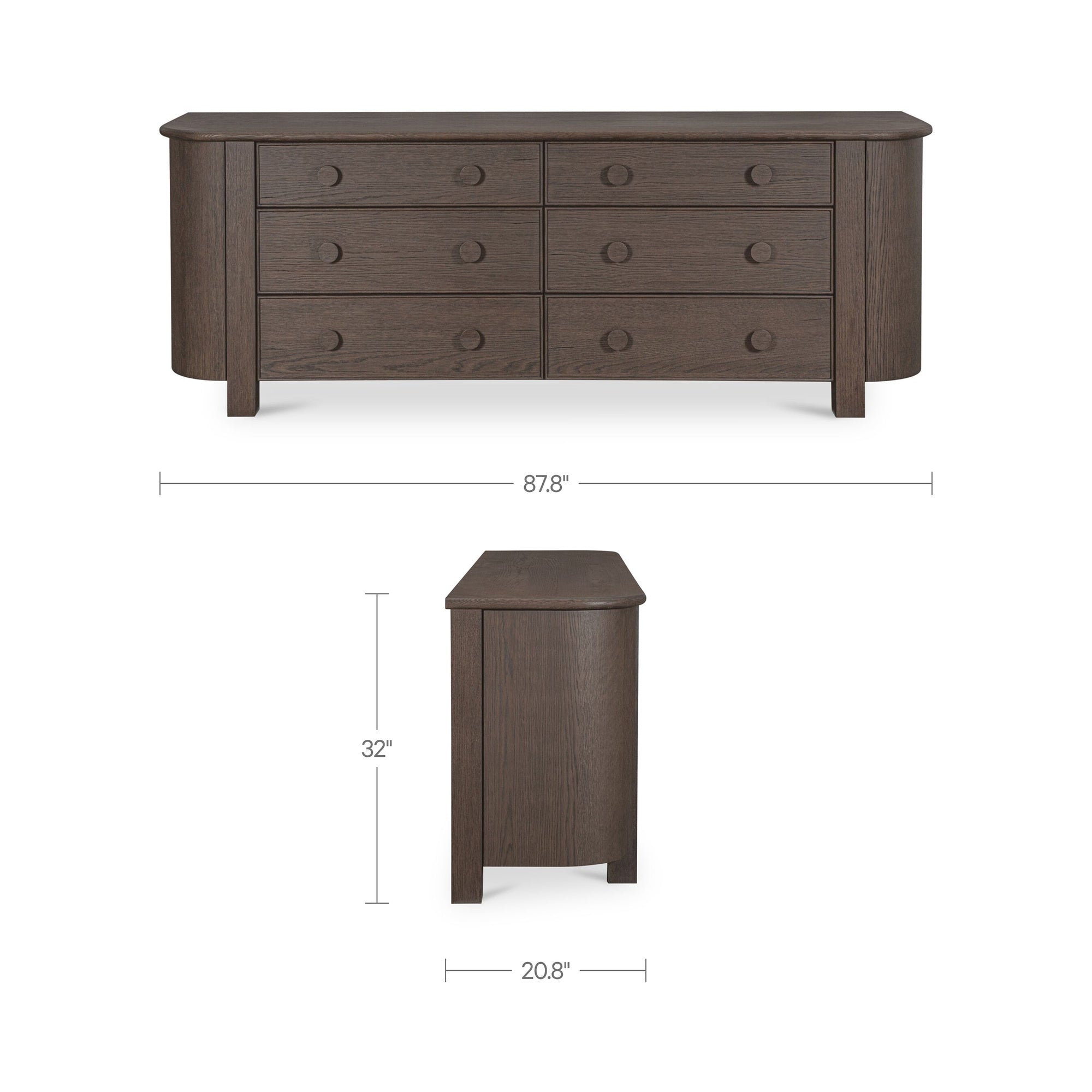 Loren 6 Drawer Dresser Dark Brown