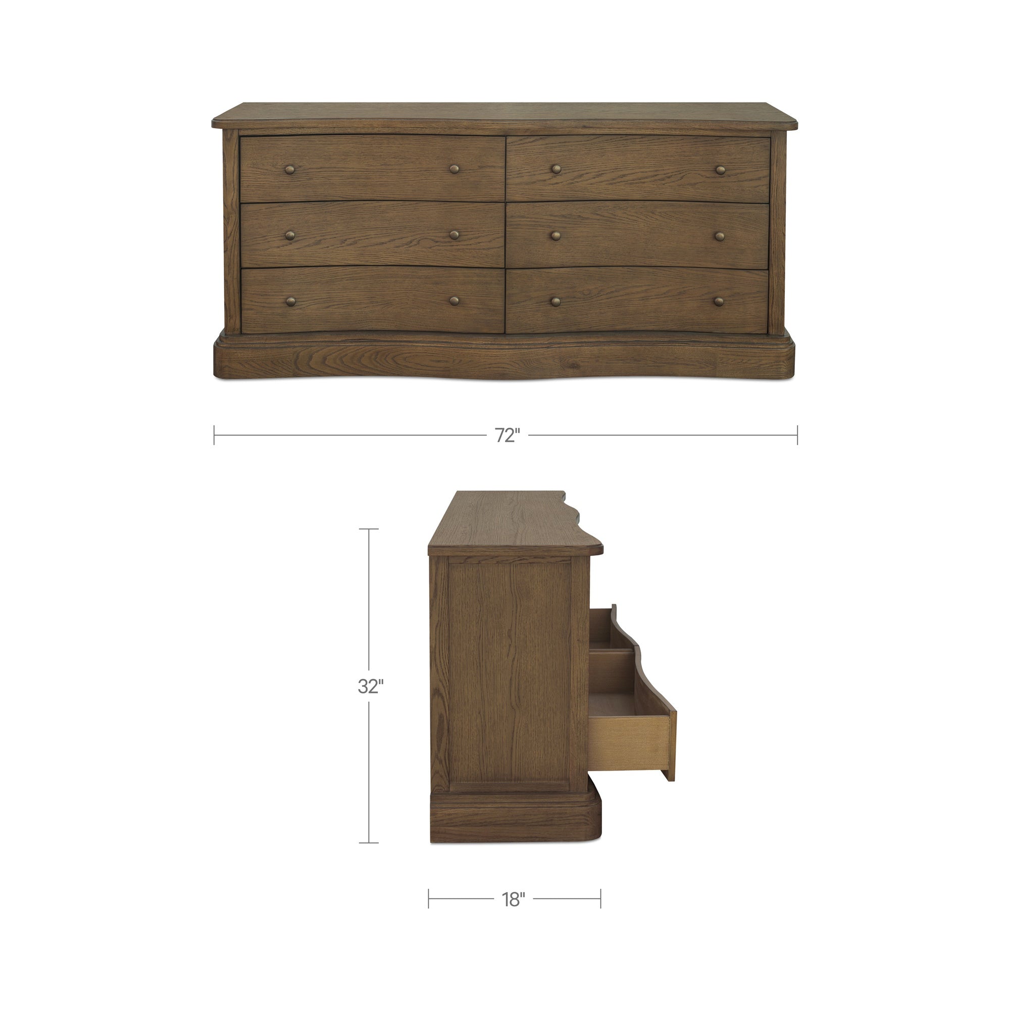 Clarence 6 Drawer Dresser Warm Brown
