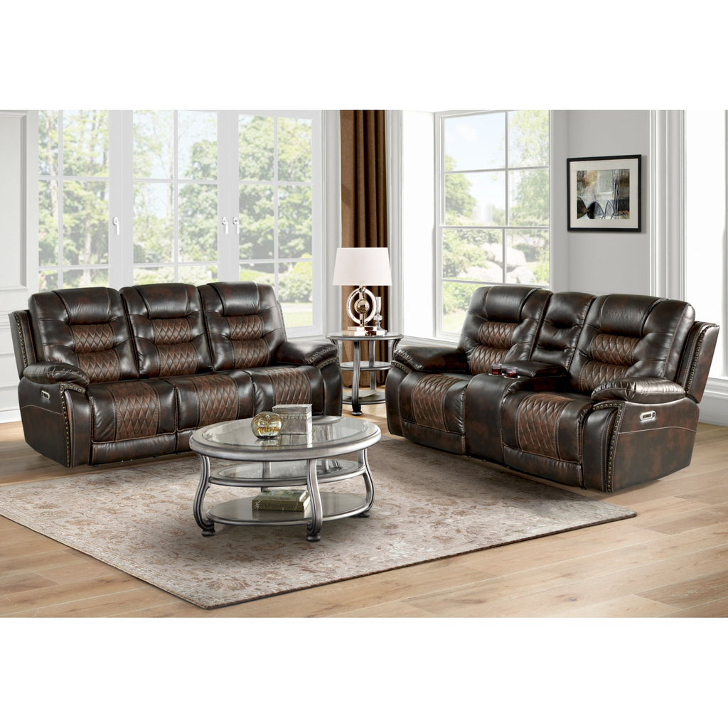 El-Camino-Power-Motion-Loveseat-with-Power-Headrest,-Console-in-Marietta-Brown