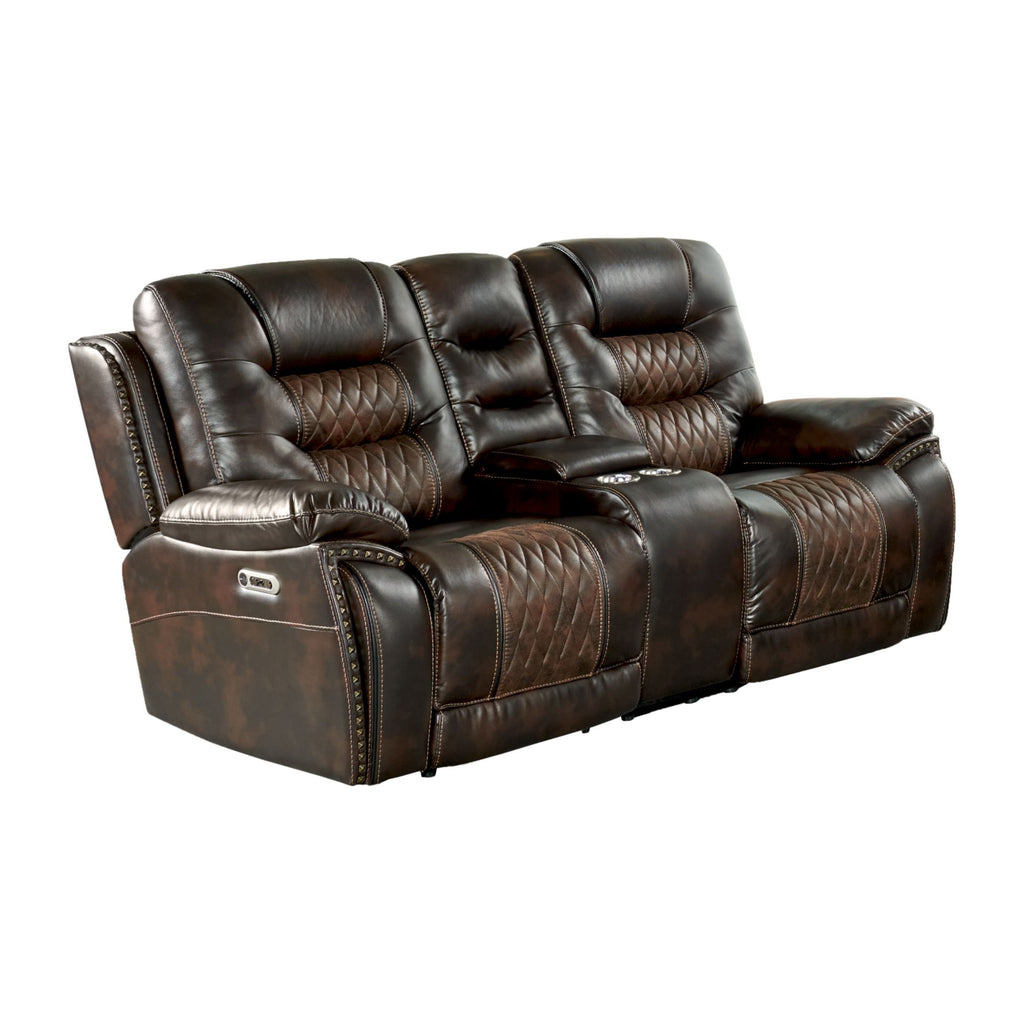El-Camino-Power-Motion-Loveseat-with-Power-Headrest,-Console-in-Marietta-Brown
