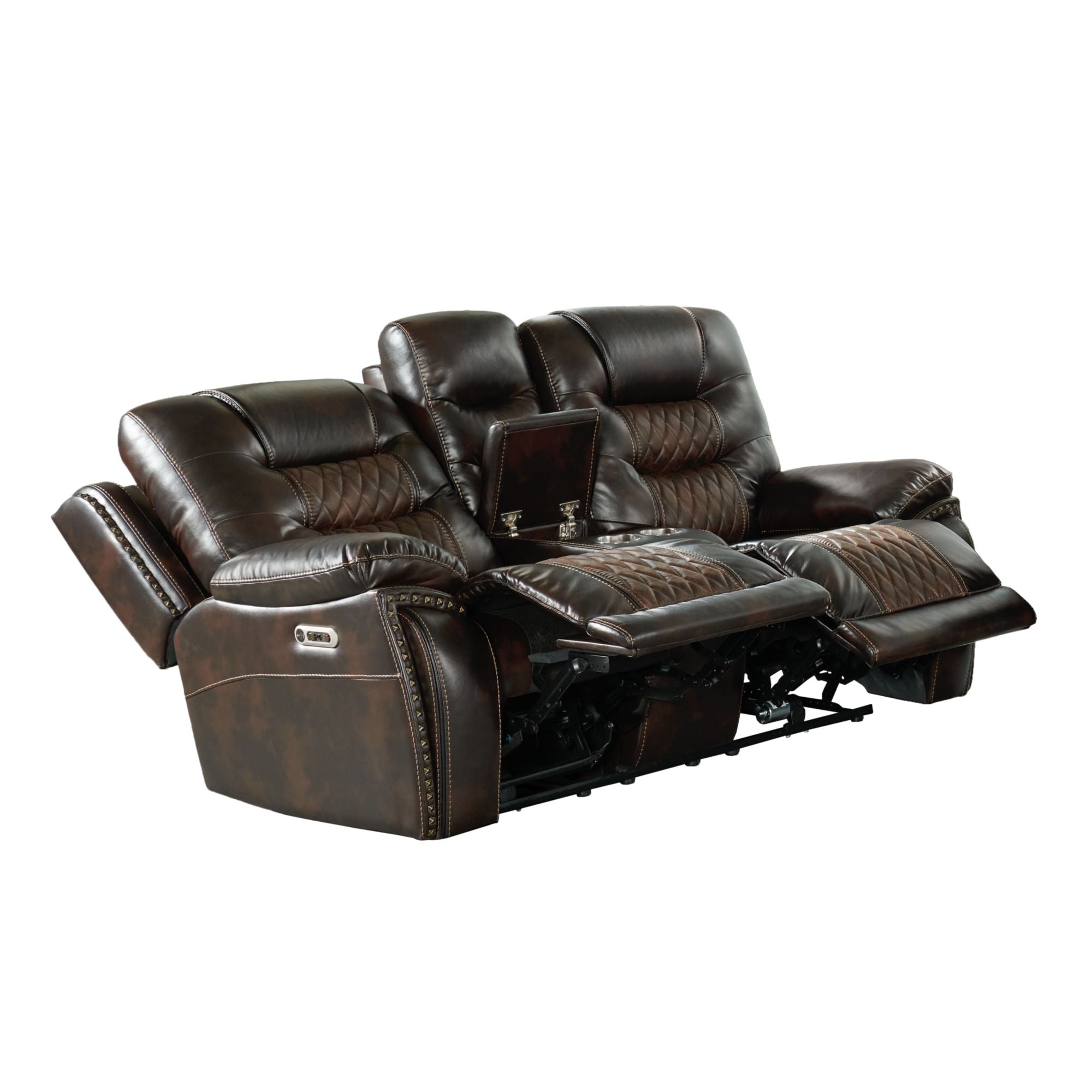 El-Camino-Power-Motion-Loveseat-with-Power-Headrest,-Console-in-Marietta-Brown