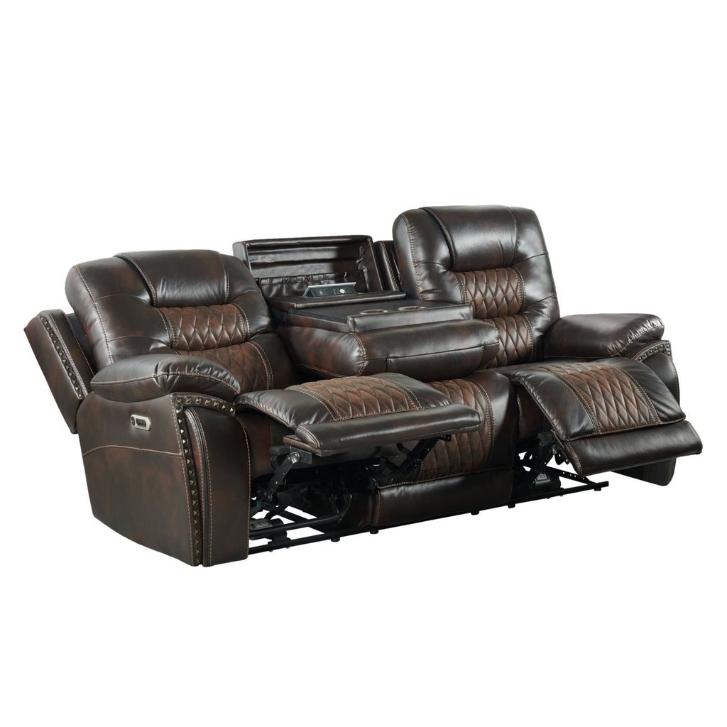El-Camino-Power-Motion-Sofa-with-Power-Headrest,-Power-strip-and-Dropdown-Table-in-Marietta-Brown