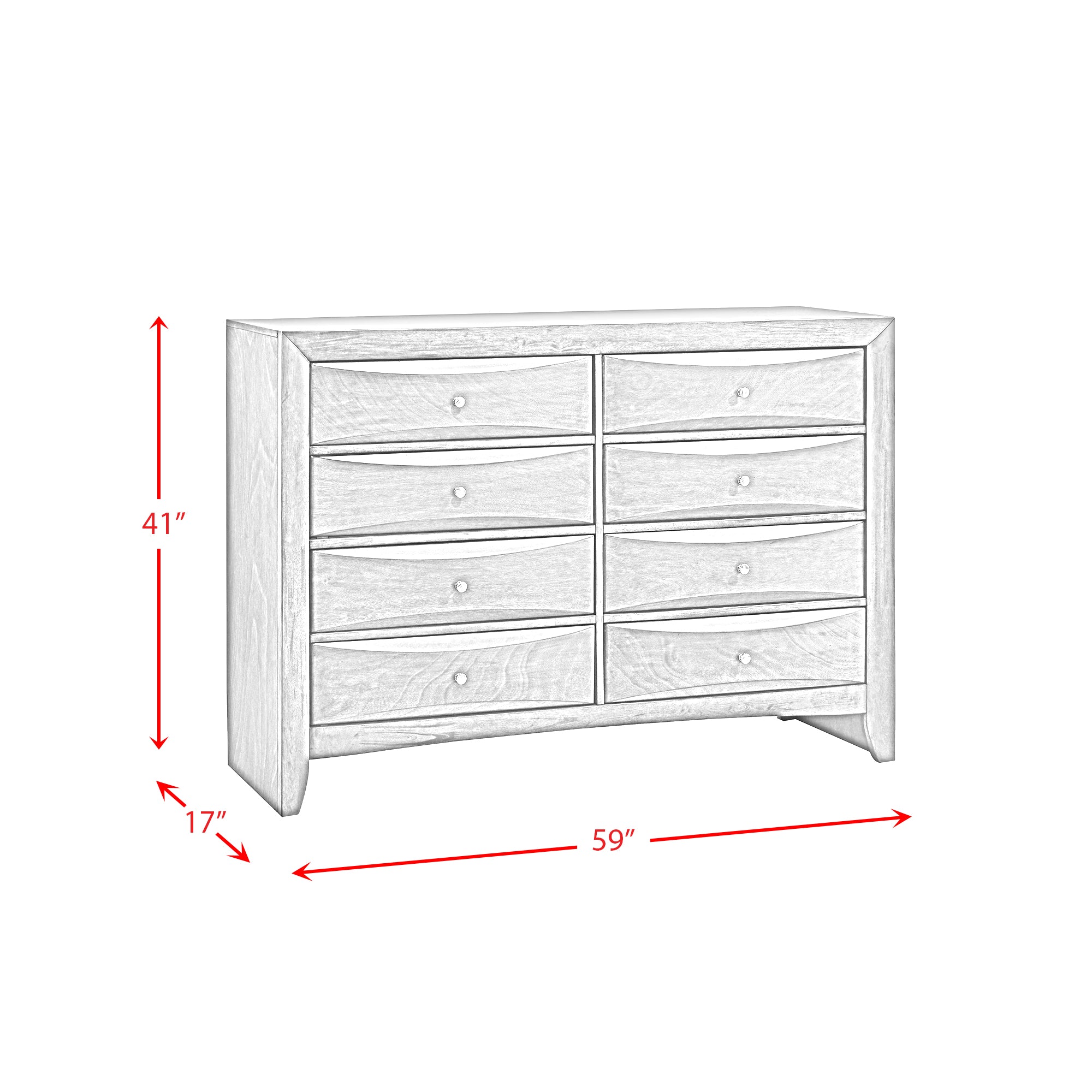 Emily 8 Drawer Dresser in Black