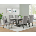 Everdeen Dining Table with White Faux Marble Top in Charcoal