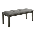 Everdeen Bench with Grey Fabric and Nail Heads in Charcoal
