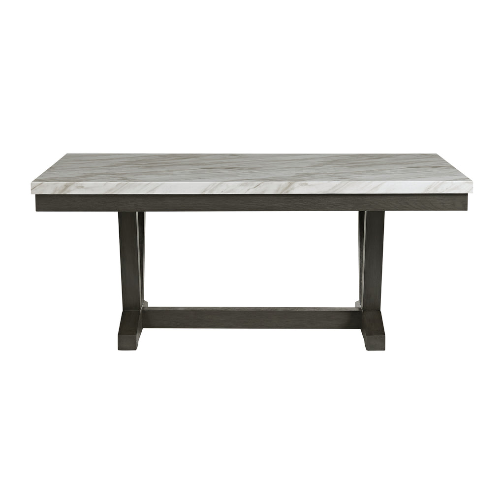 Everdeen Dining Table with White Faux Marble Top in Charcoal
