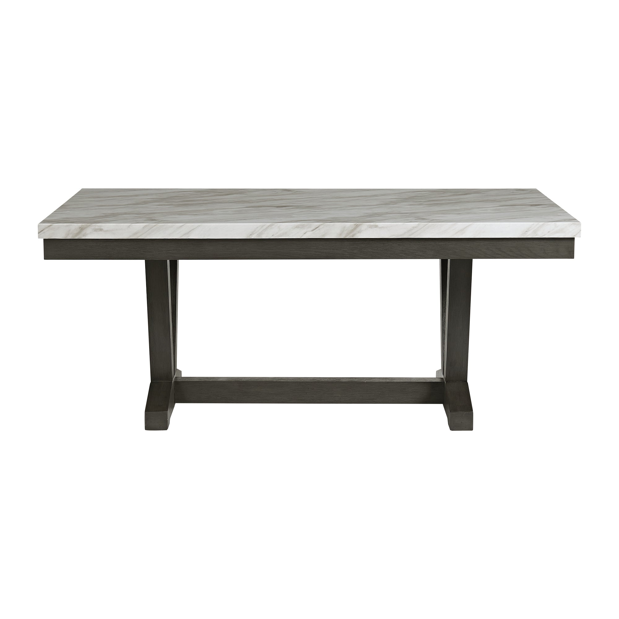 Everdeen Dining Table with White Faux Marble Top in Charcoal