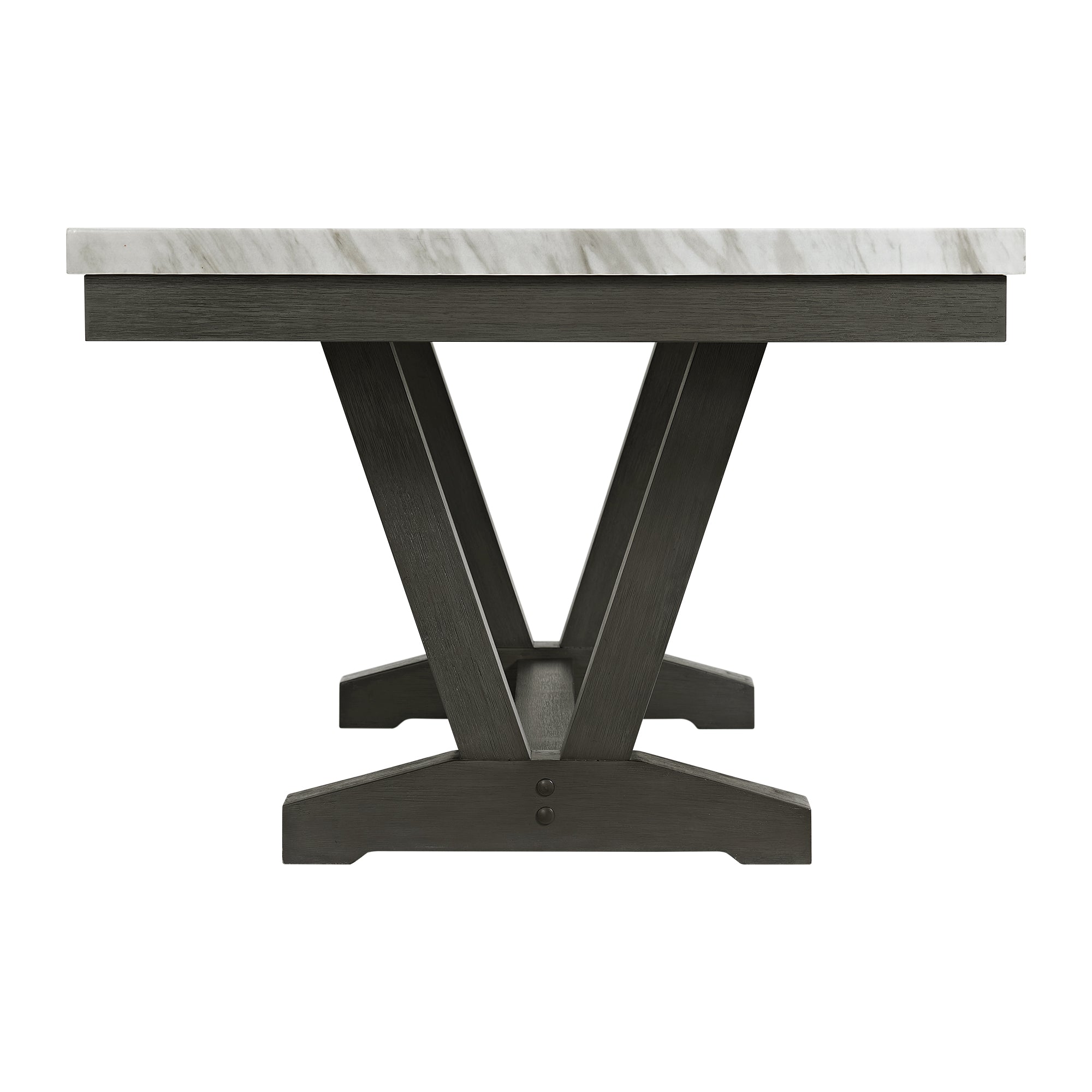 Everdeen Dining Table with White Faux Marble Top in Charcoal