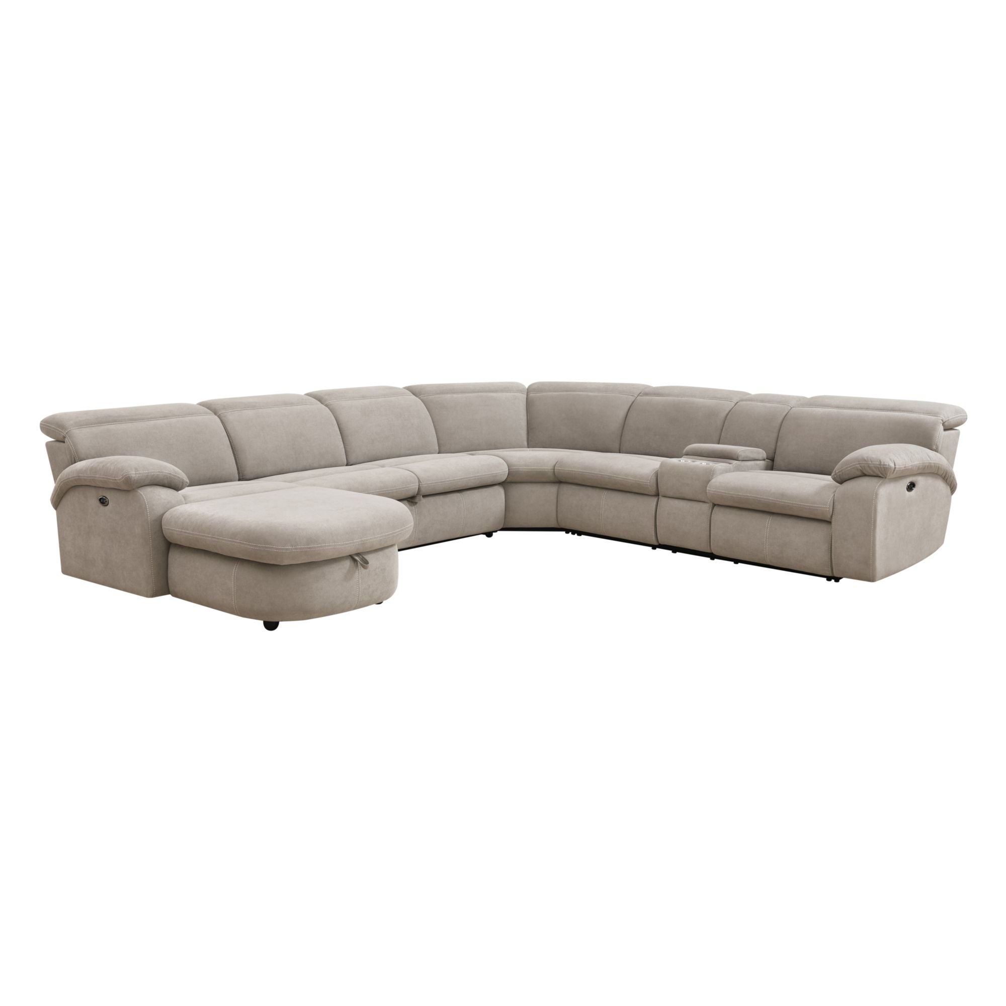 Excelsior-Stationary-Armless-Loveseat-with-Pop-Up-Sleeper-and-Rachet-Headrest-in-Flex-Dove