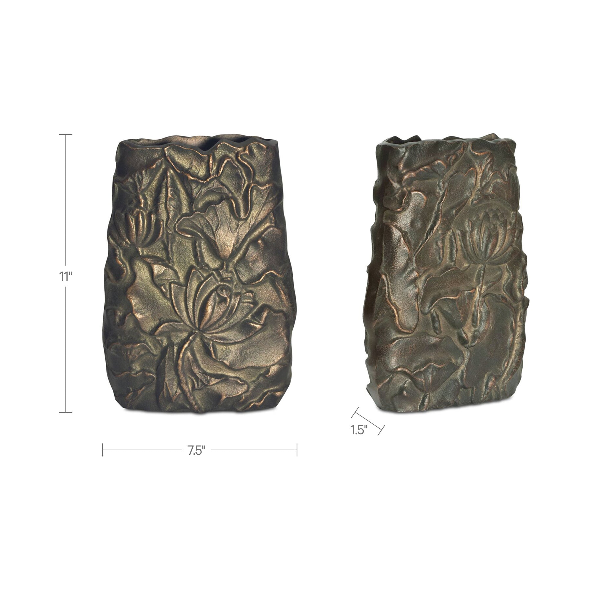 Sabine Cast Aluminum Vase Antique Brass