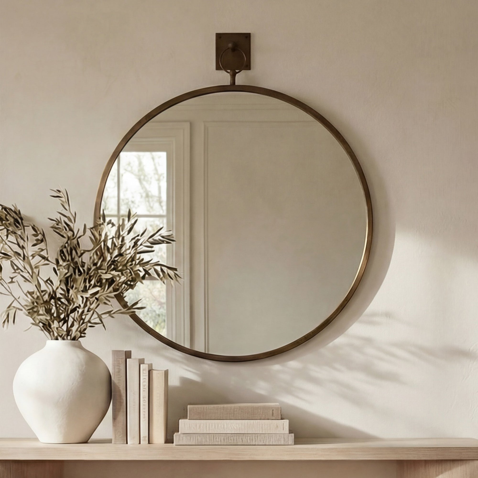 Cameo Mirror Aged Brass