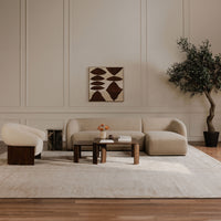 Faye Right Sectional Beige Boucle