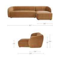 Faye Right Sectional Tan Faux Mohair
