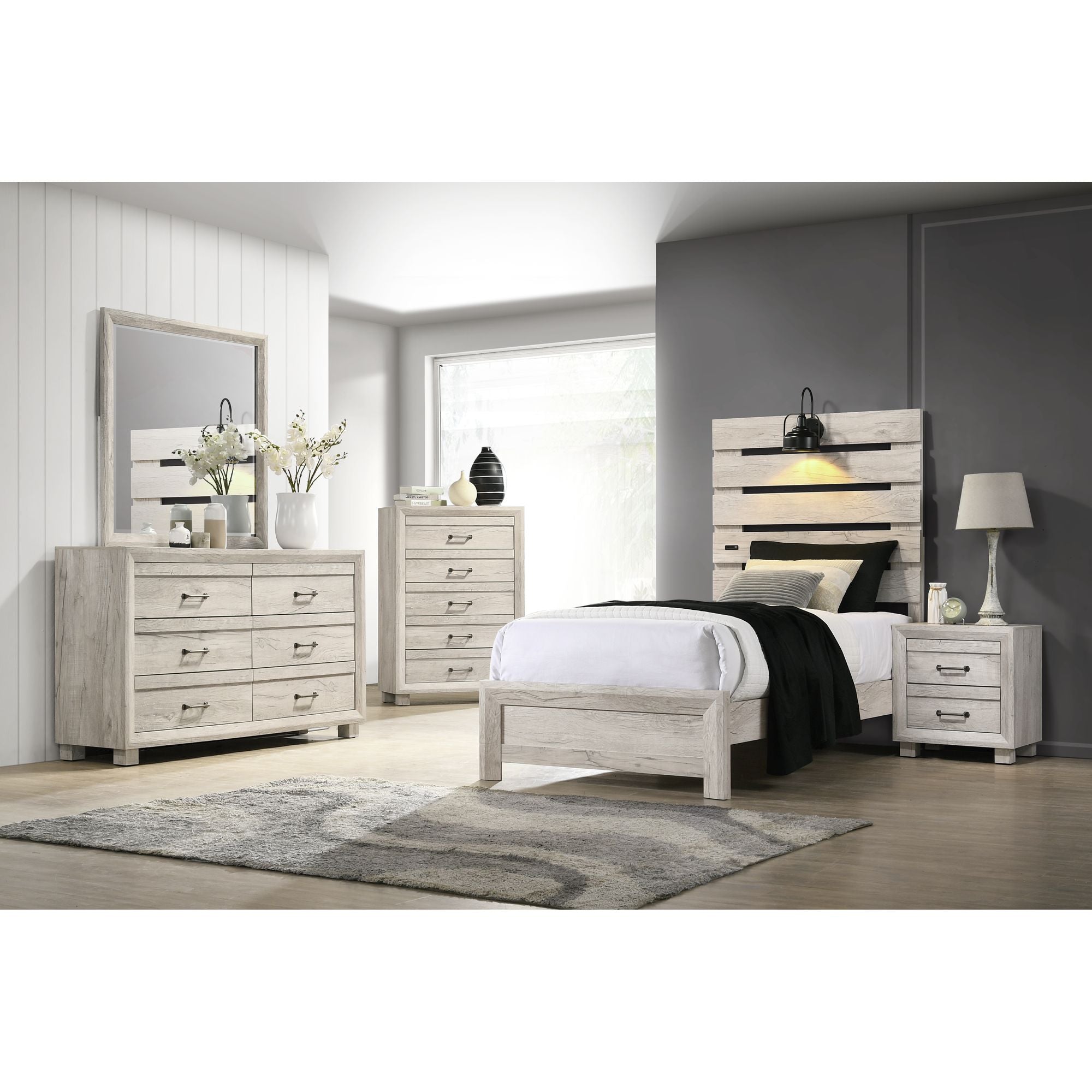 Fort-Worth-Twin-Bed-with-Lights-&-USB-in-White