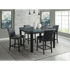 Francesca-Grey-Marble-Square-5PC-Counter-Height-Dining-Set-Table-&-Four-Black-PU-Chairs