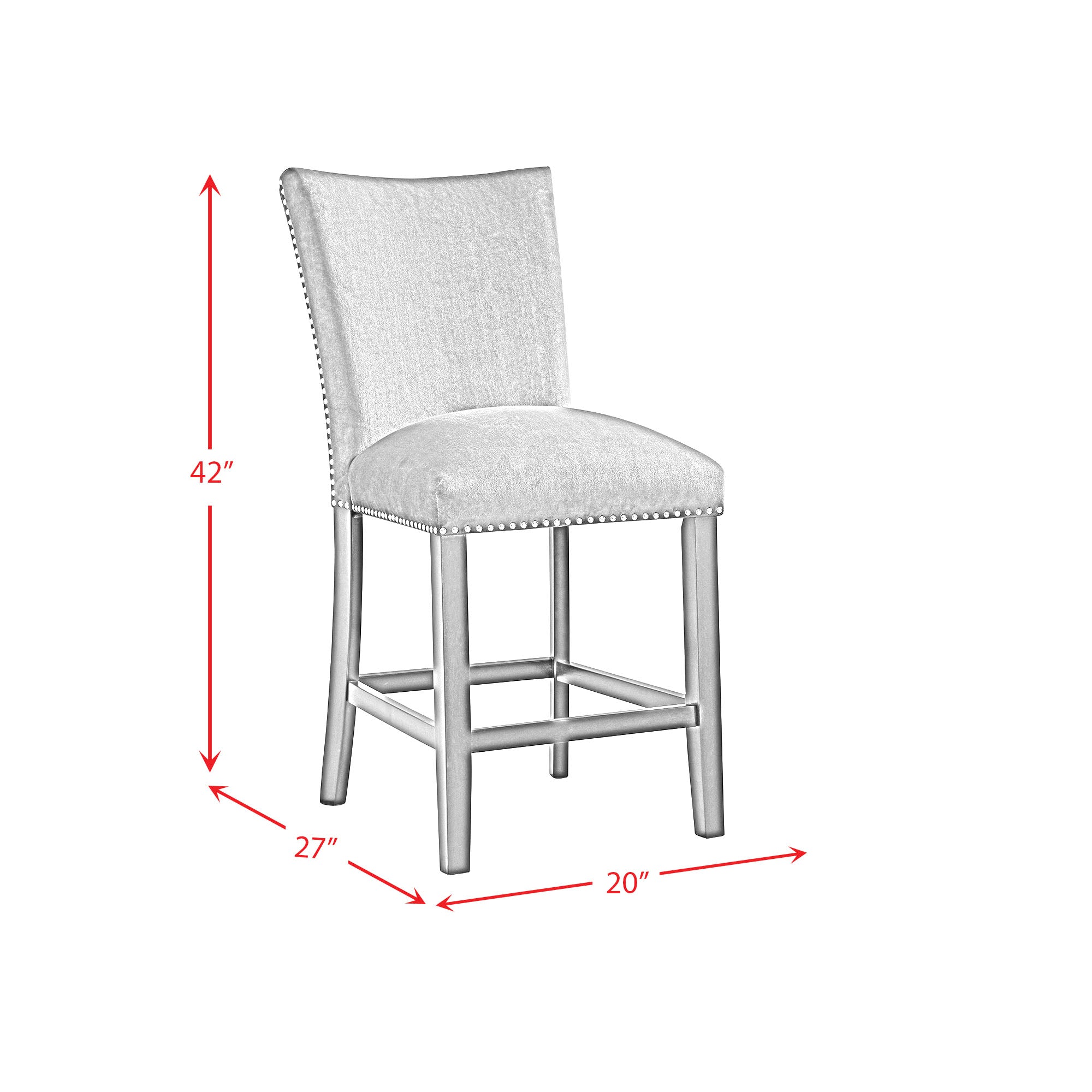 Beckley-5PC-Counter-Height-Dining-Set-in-White---Table-&-Four-Grey-Counter-Velvet-Chairs