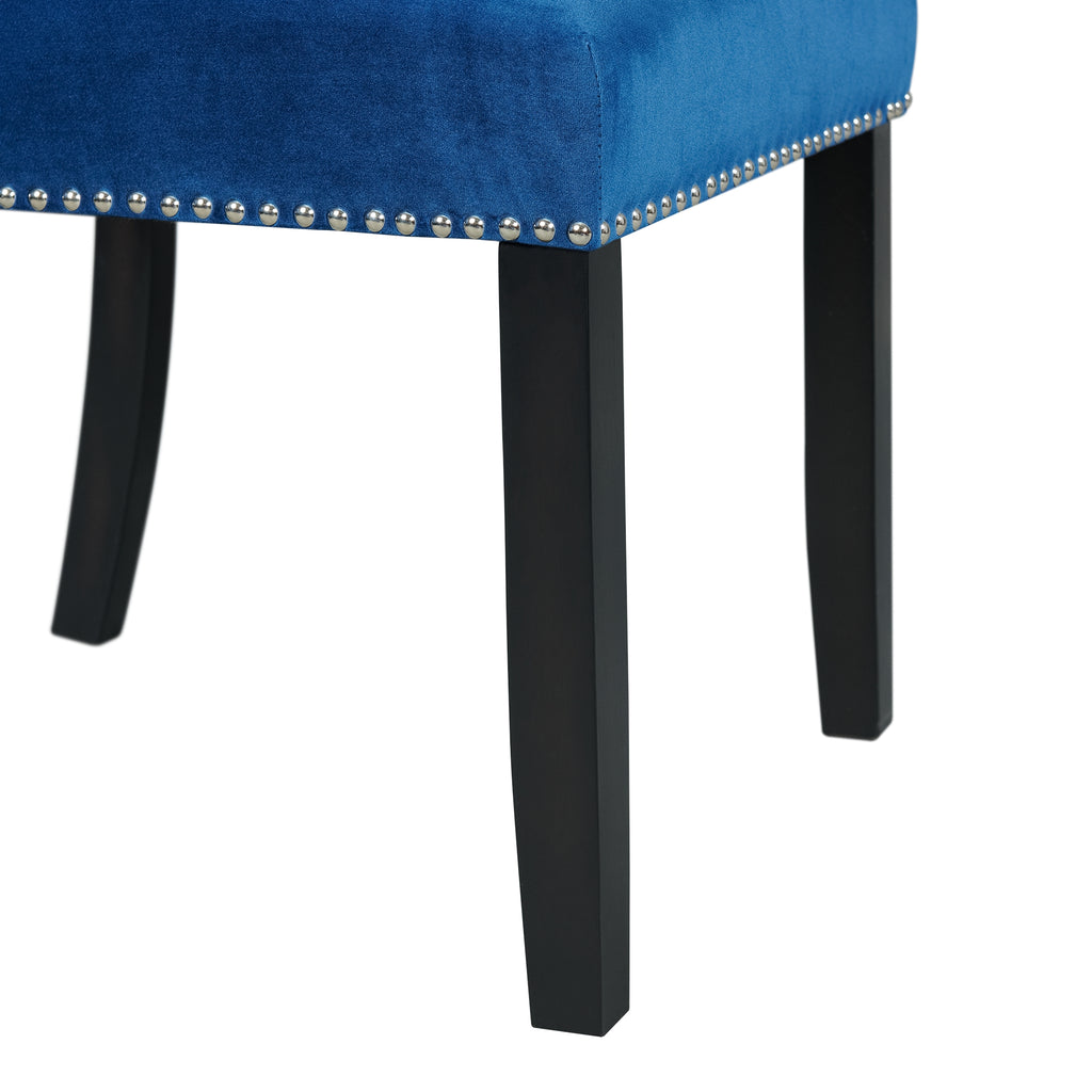 Beckley-5PC-Dining-Set-in-White---Table-&-Four-Blue-Velvet-Chairs