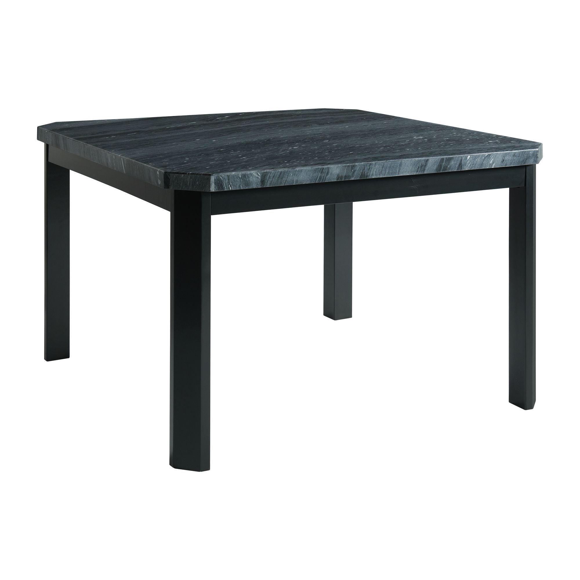 Francesca-Grey-Marble-Square-5PC-Counter-Height-Dining-Set-Table-&-Four-Black-PU-Chairs