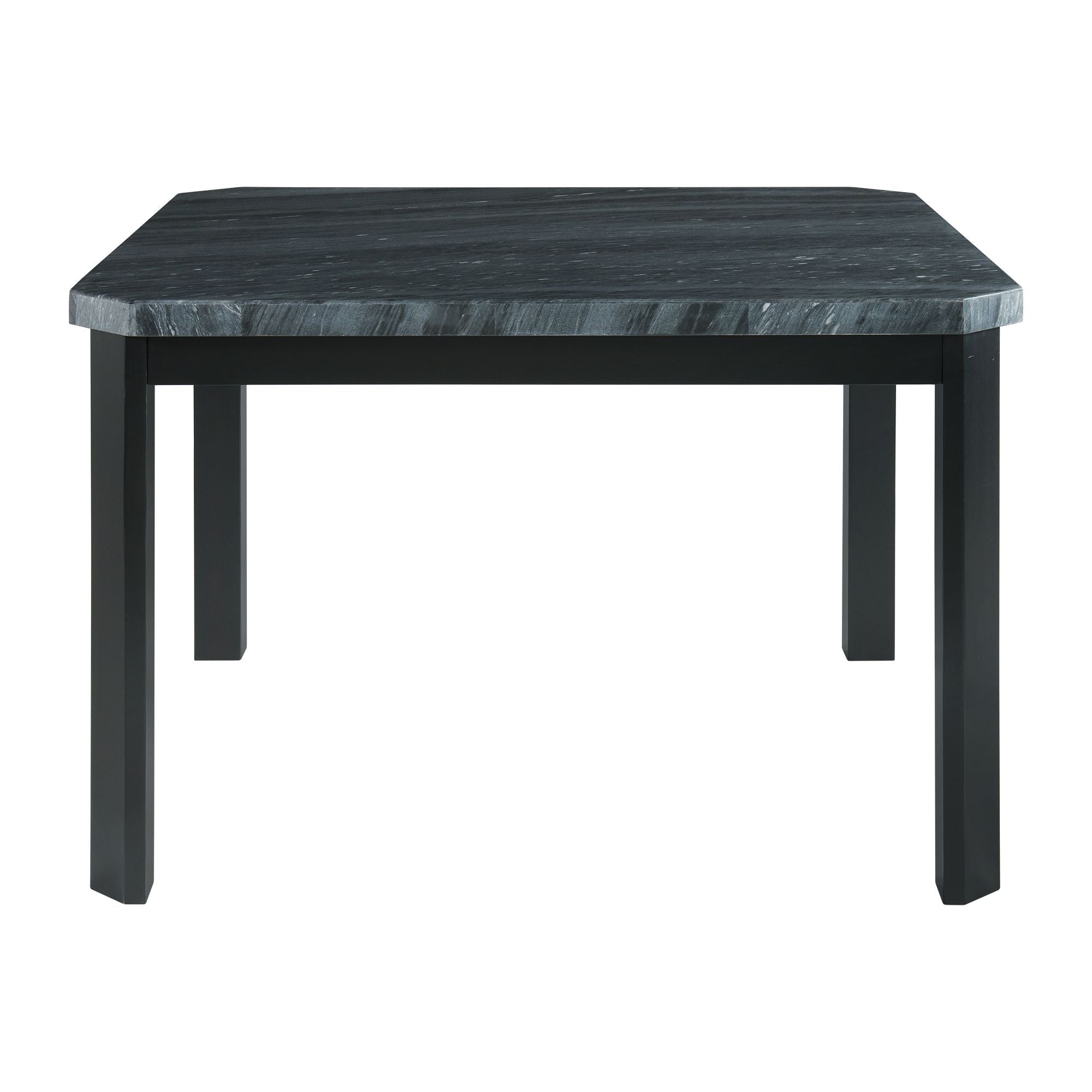 Francesca-Grey-Marble-Square-5PC-Counter-Height-Dining-Set-Table-&-Four-Blue-Velvet-Chairs