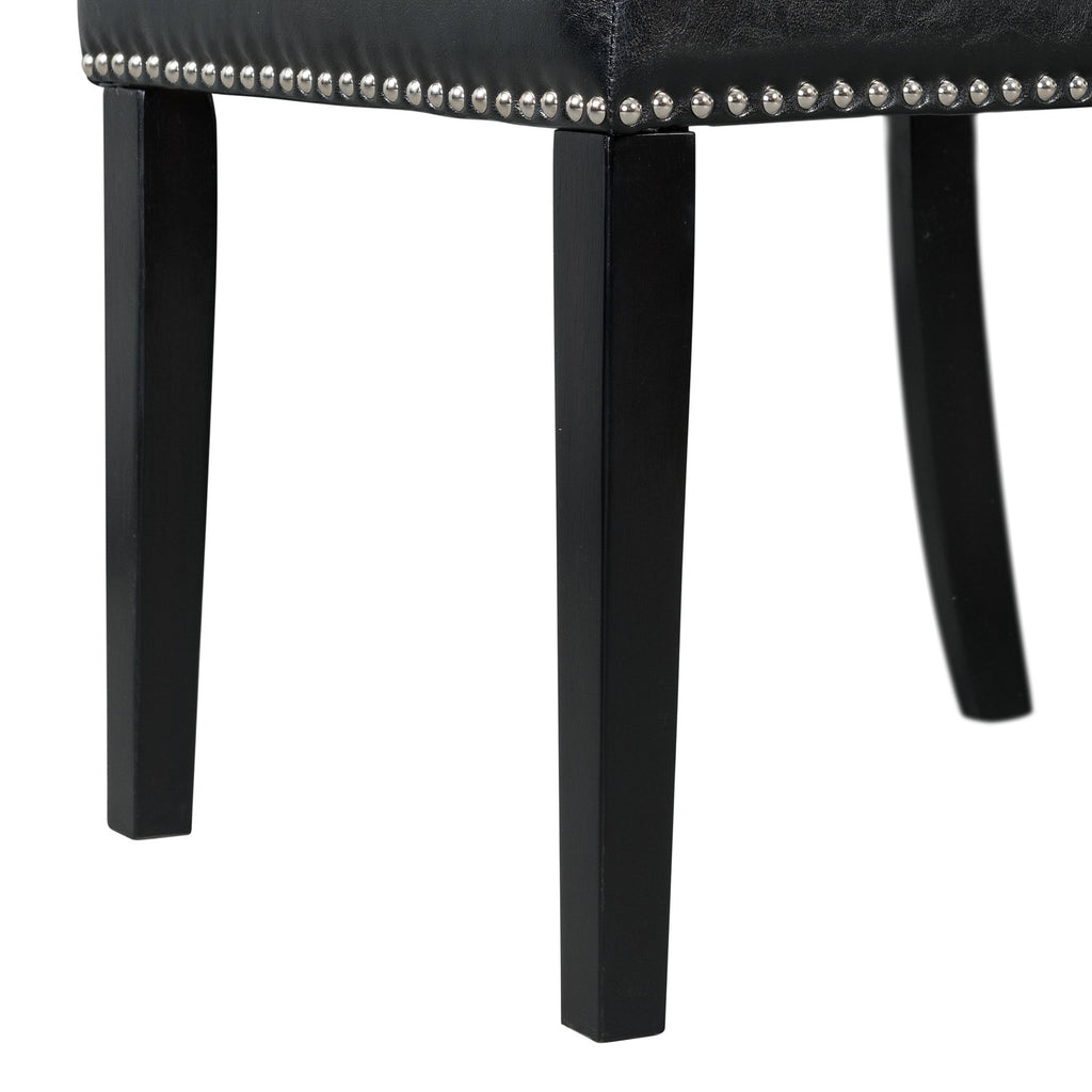 Francesca-Grey-Marble-Rectangular-5PC-Dining-Set-Table-&-Four-Black-PU-Chairs