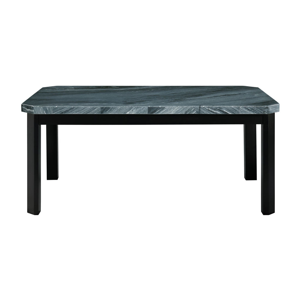Francesca-Grey-Marble-Rectangular-5PC-Dining-Set-Table-&-Four-Blue-Velvet-Chairs