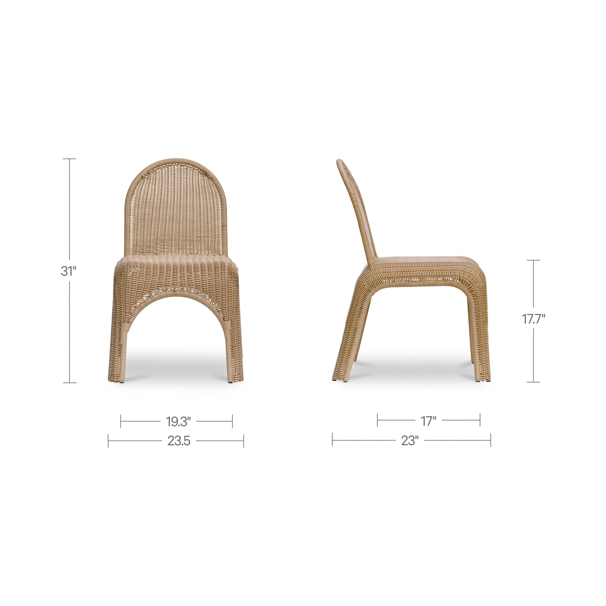 Kendall Outdoor Dining Chair Natural-Set of Two