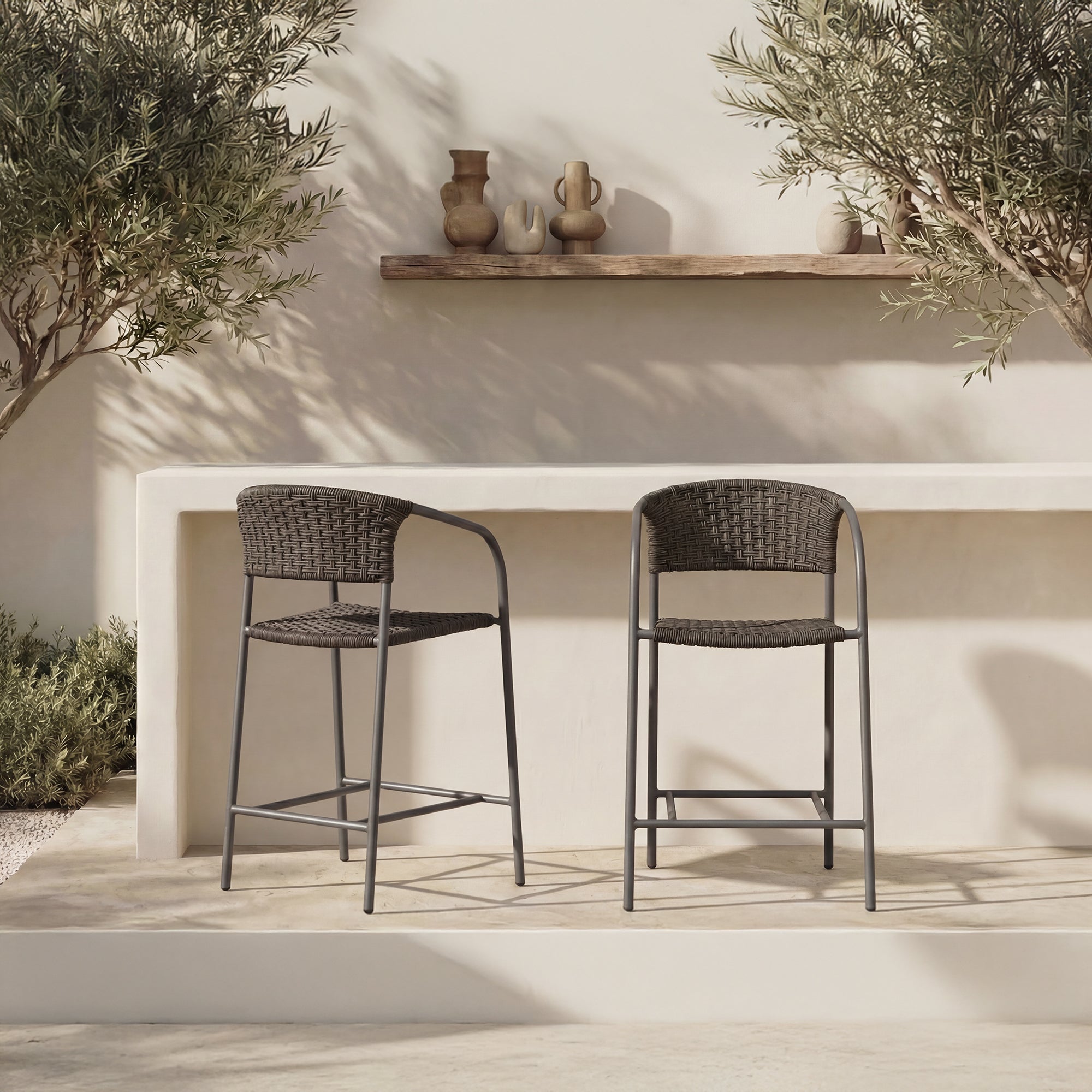 Zola Outdoor Counter Chair Dark Brown