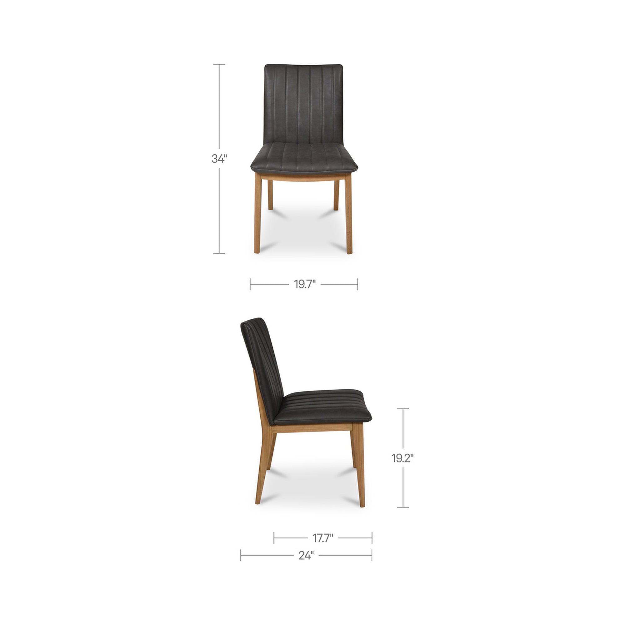 Demi Dining Chair Brown Leather-Set of Two