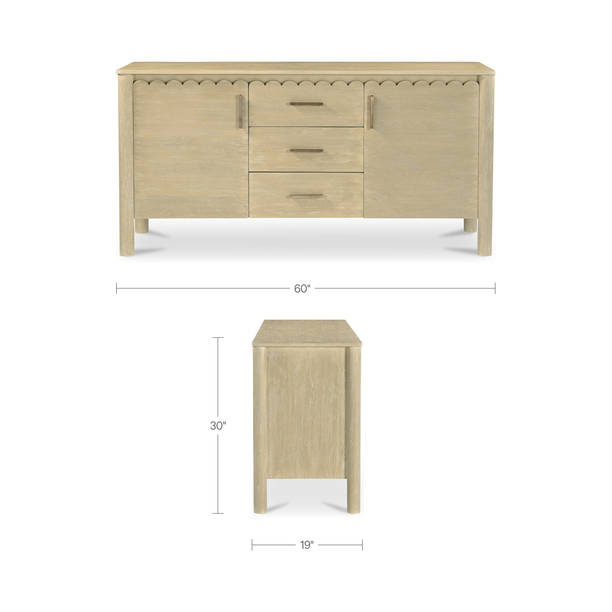 Wiley 3 Drawer Sideboard Natural