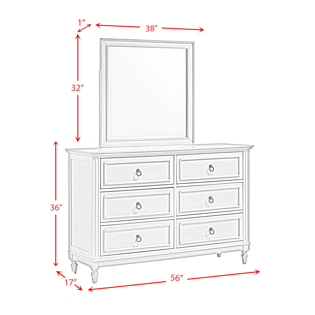 Gianna 6 Drawer Dresser and Mirror Set
