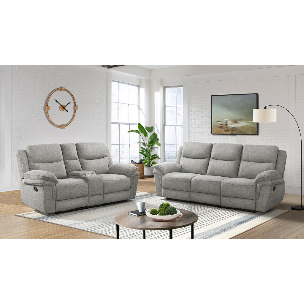Hesperia-Motion-Loveseat-with-Console-in-Melange-Grey
