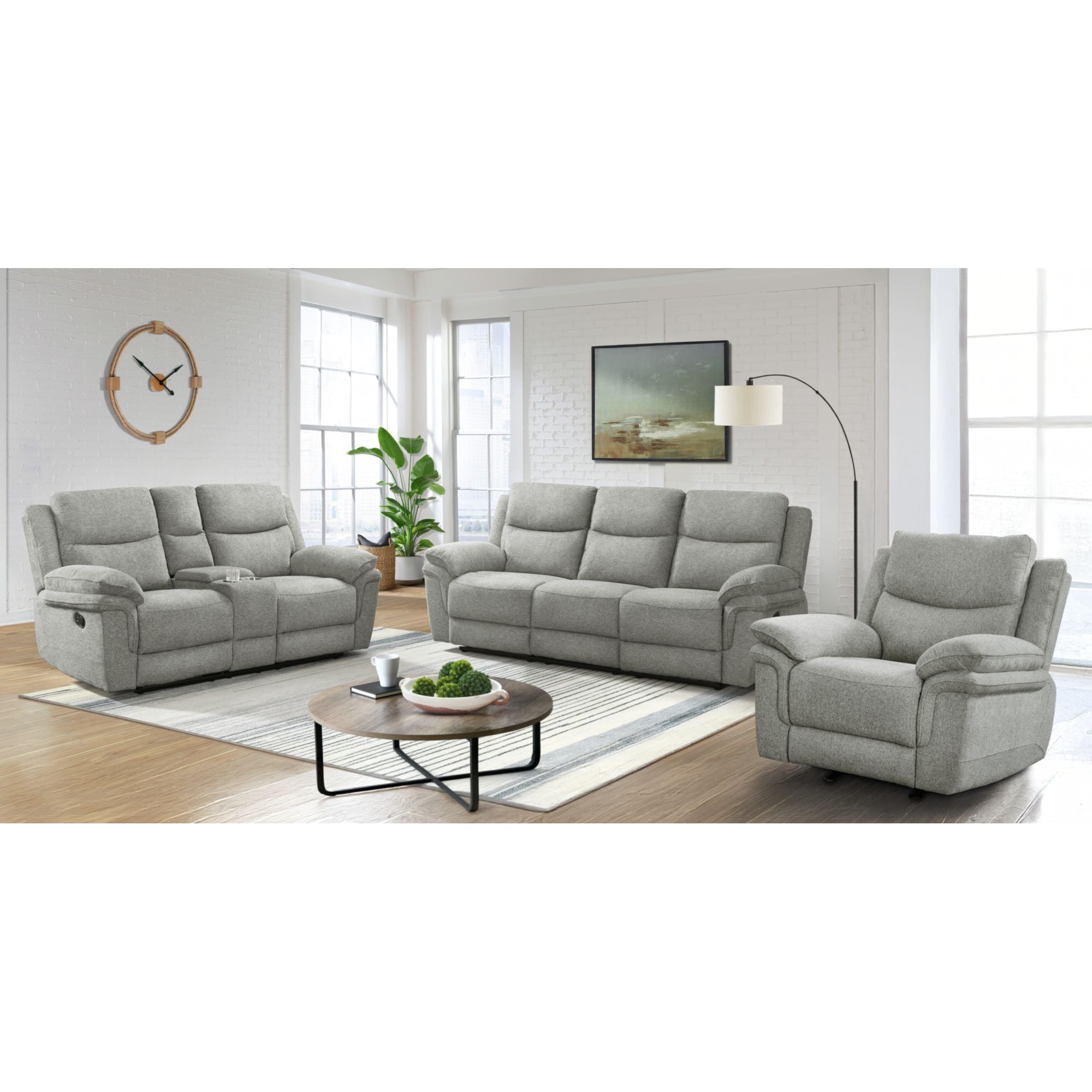 Hesperia-Motion-Loveseat-with-Console-in-Melange-Grey