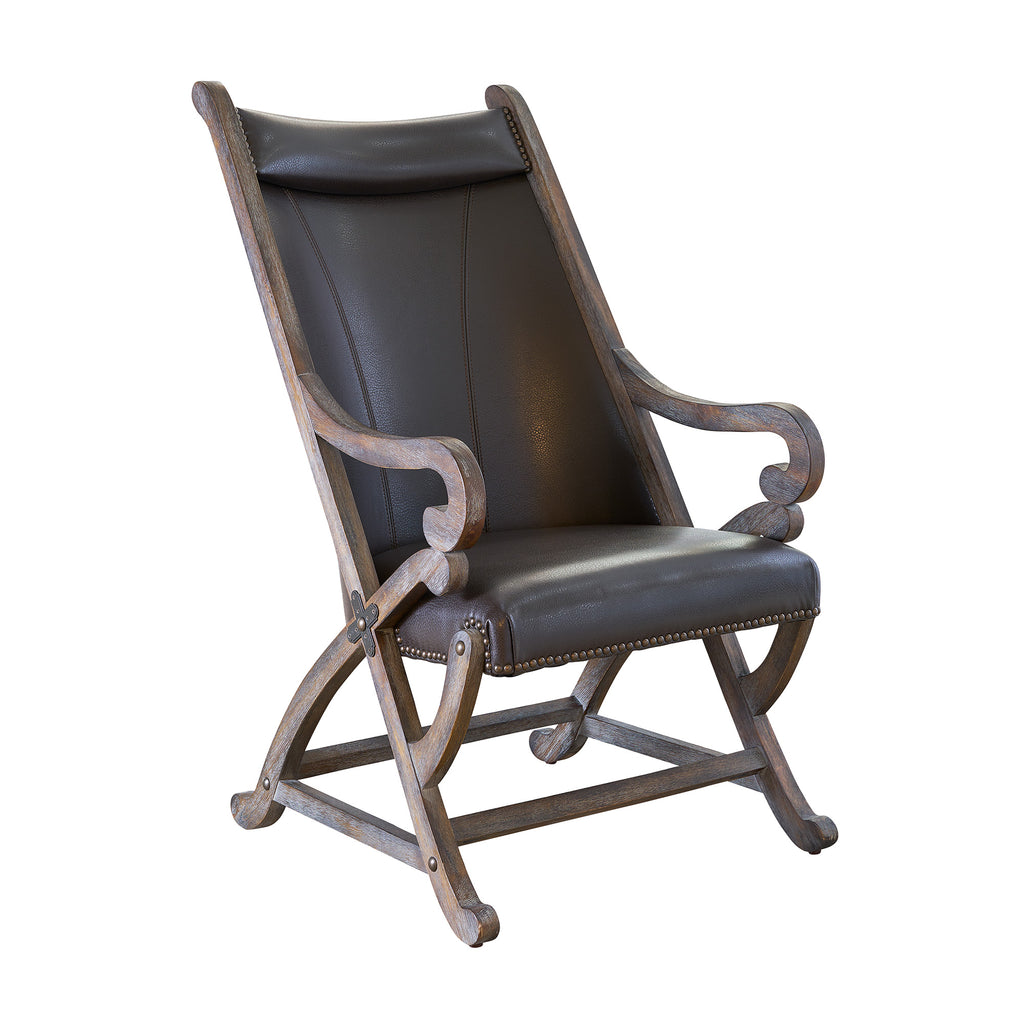 (L820)-Hunter-Chair-&-Ottoman--Brown