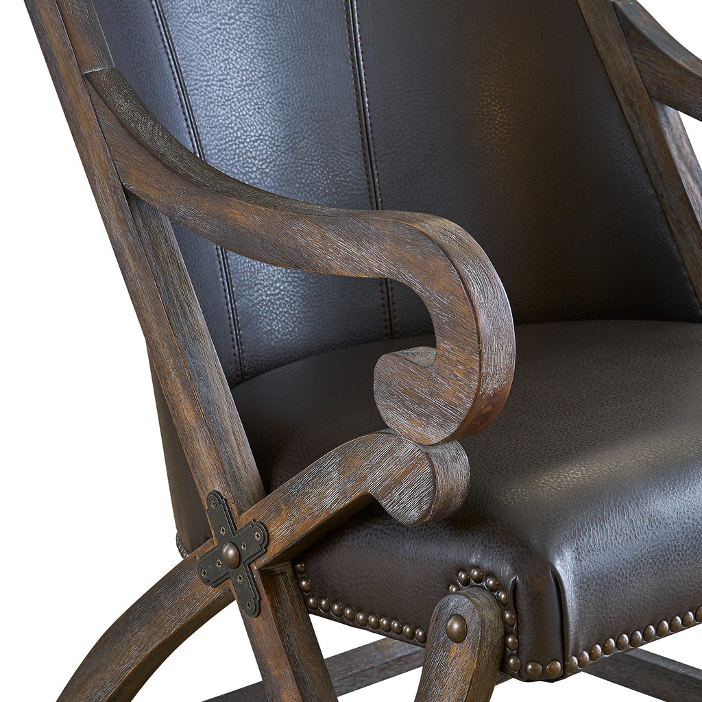 (L820)-Hunter-Chair-&-Ottoman--Brown