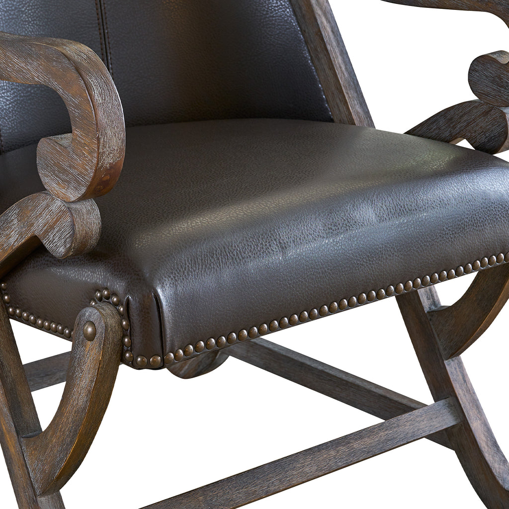 (L820)-Hunter-Chair-&-Ottoman--Brown