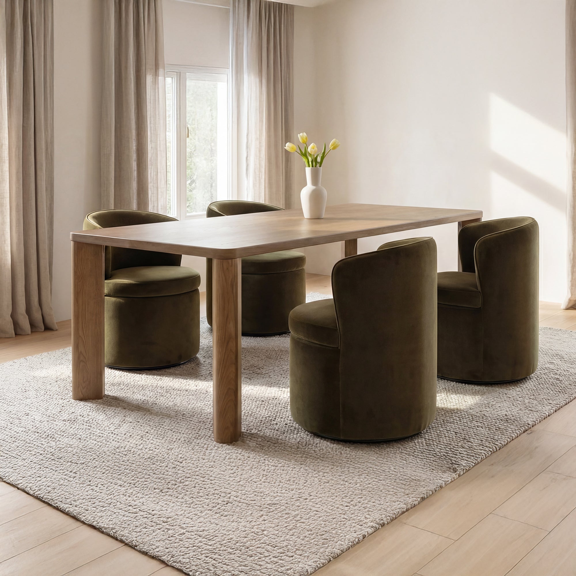 Segment Dining Table Wood Large Heritage Brown