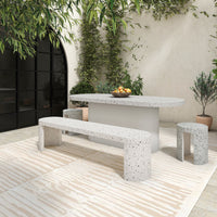 Lyon Outdoor Bench White Terrazzo