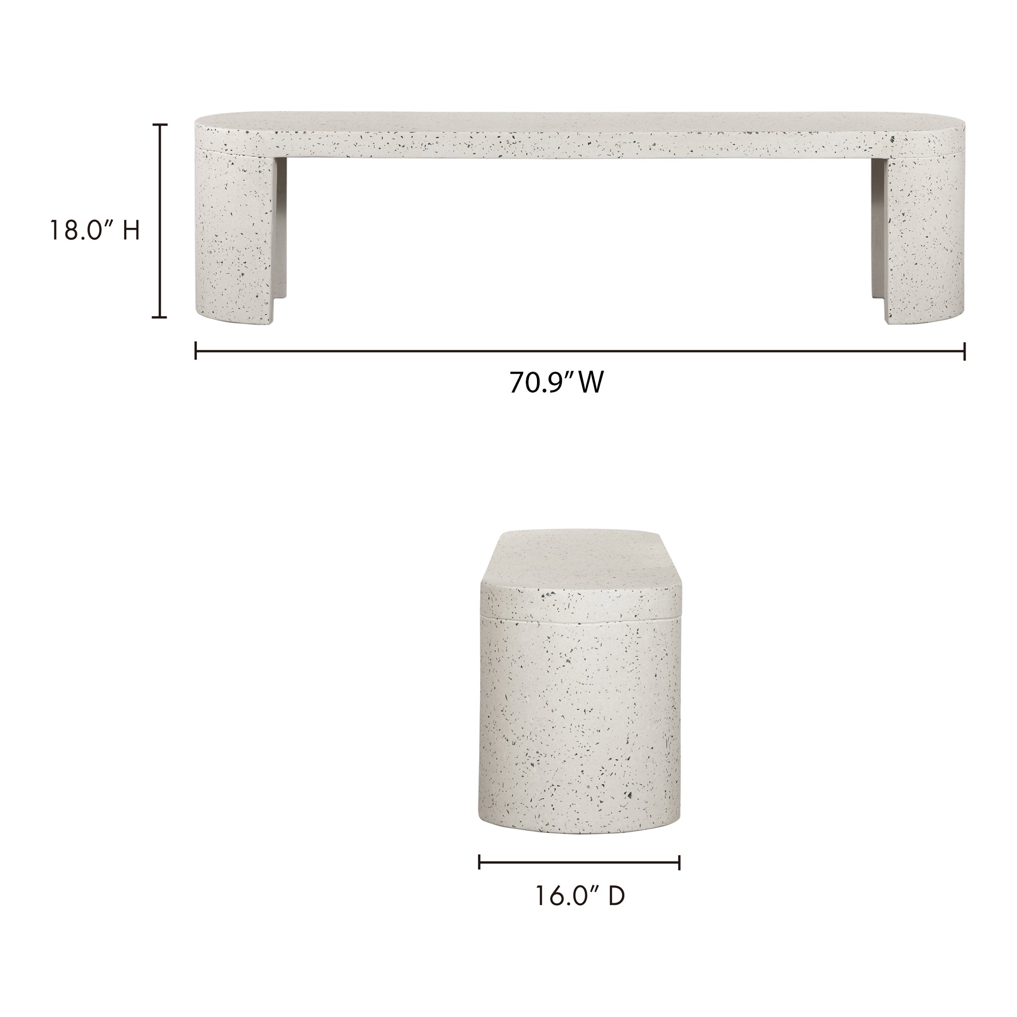 Lyon Outdoor Bench White Terrazzo