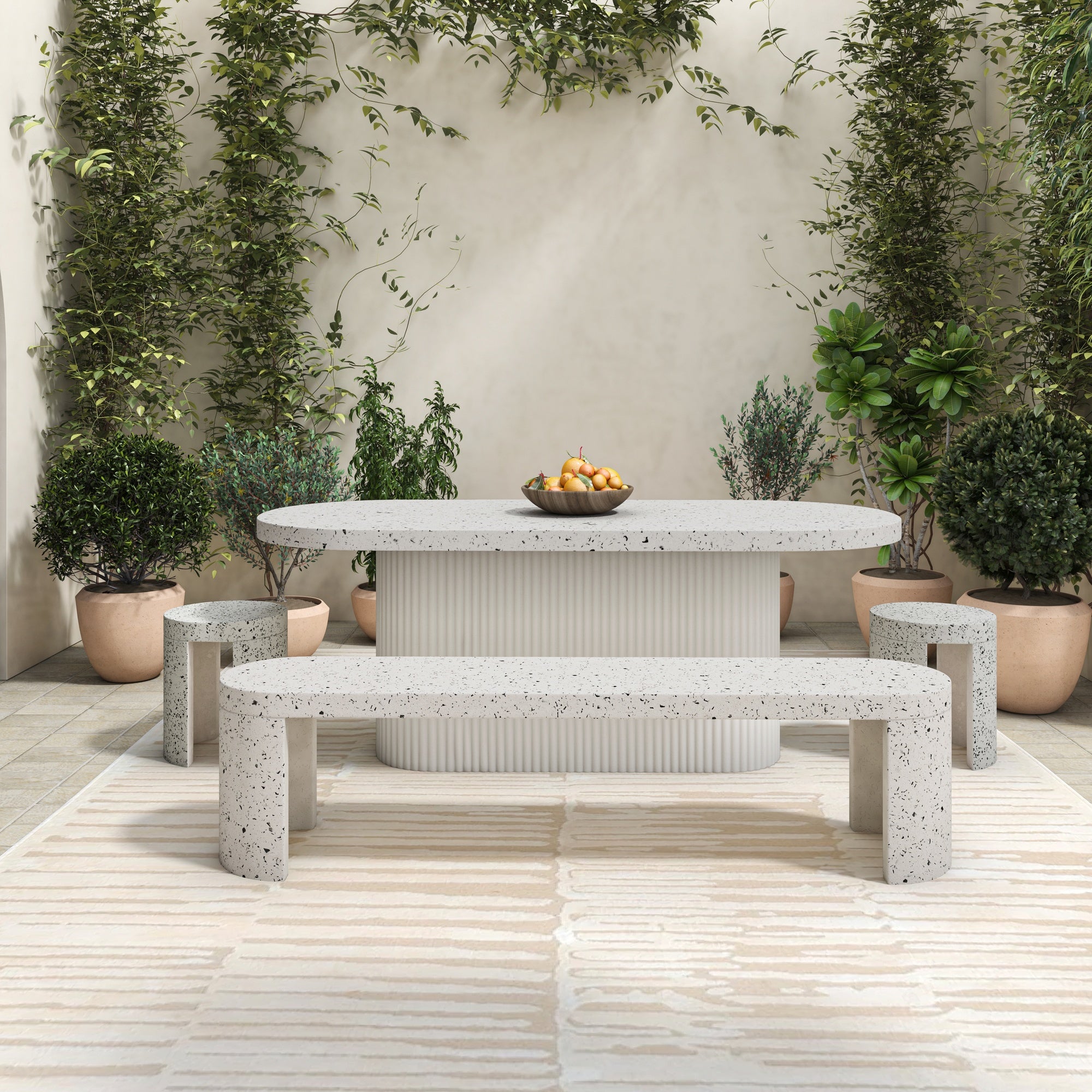 Lyon Outdoor Stool White Terrazzo