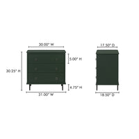 Reagan 3 Drawer Nightstand Deep Green