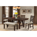 Jax-7PC-Dining-Set---Table,-4-Ladder-Side-Chairs-&-Bench
