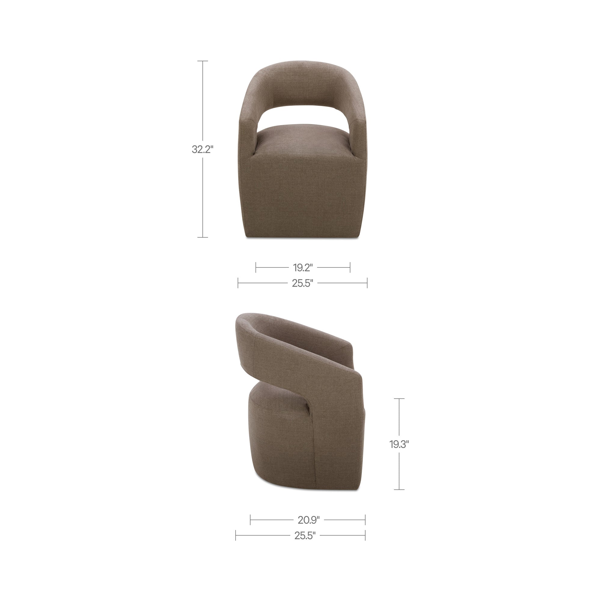 Barrow Rolling Dining Chair Soft Taupe