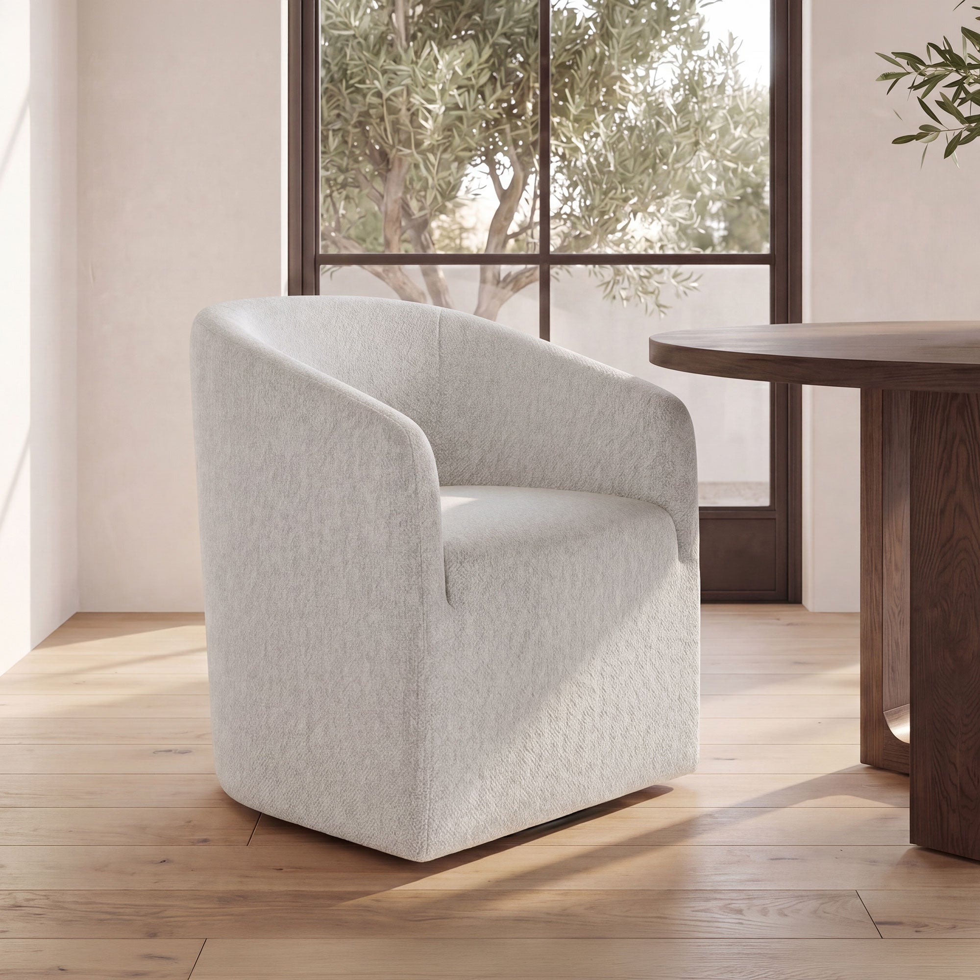 Sandy Rolling Dining Chair Off White