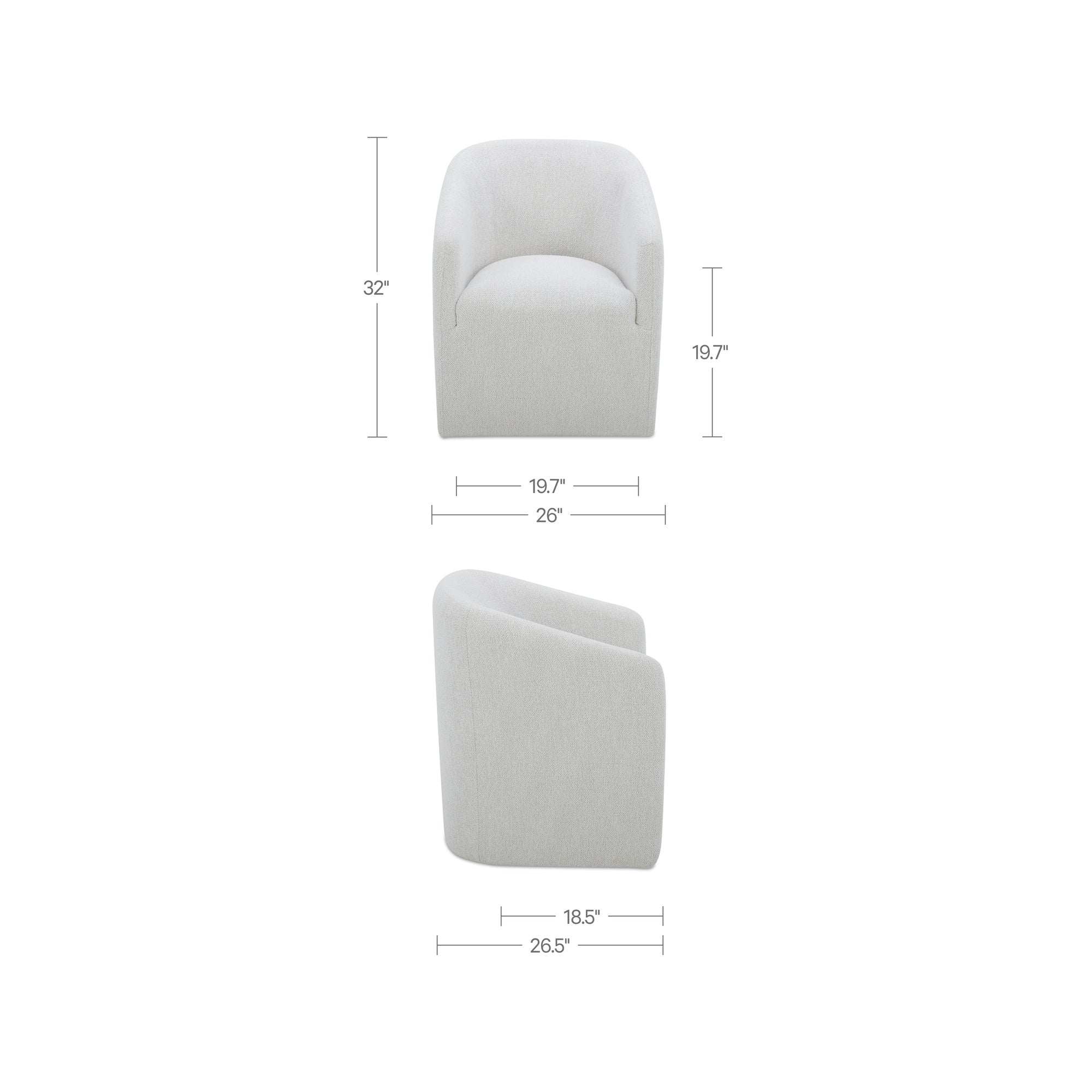 Sandy Rolling Dining Chair Off White