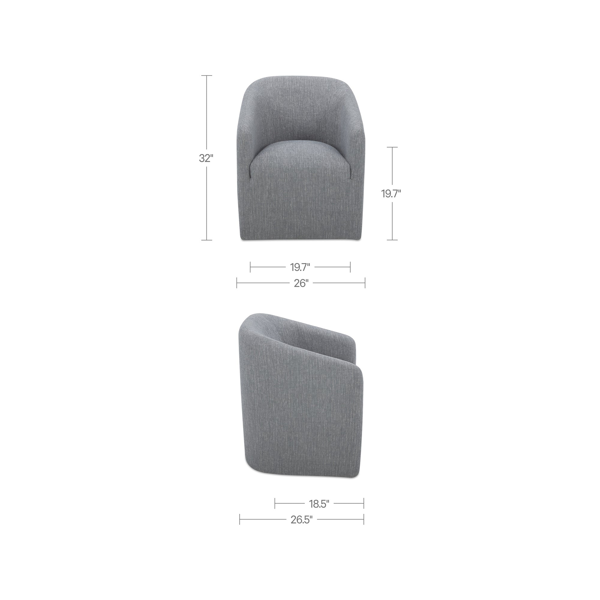 Sandy Rolling Dining Chair Grey