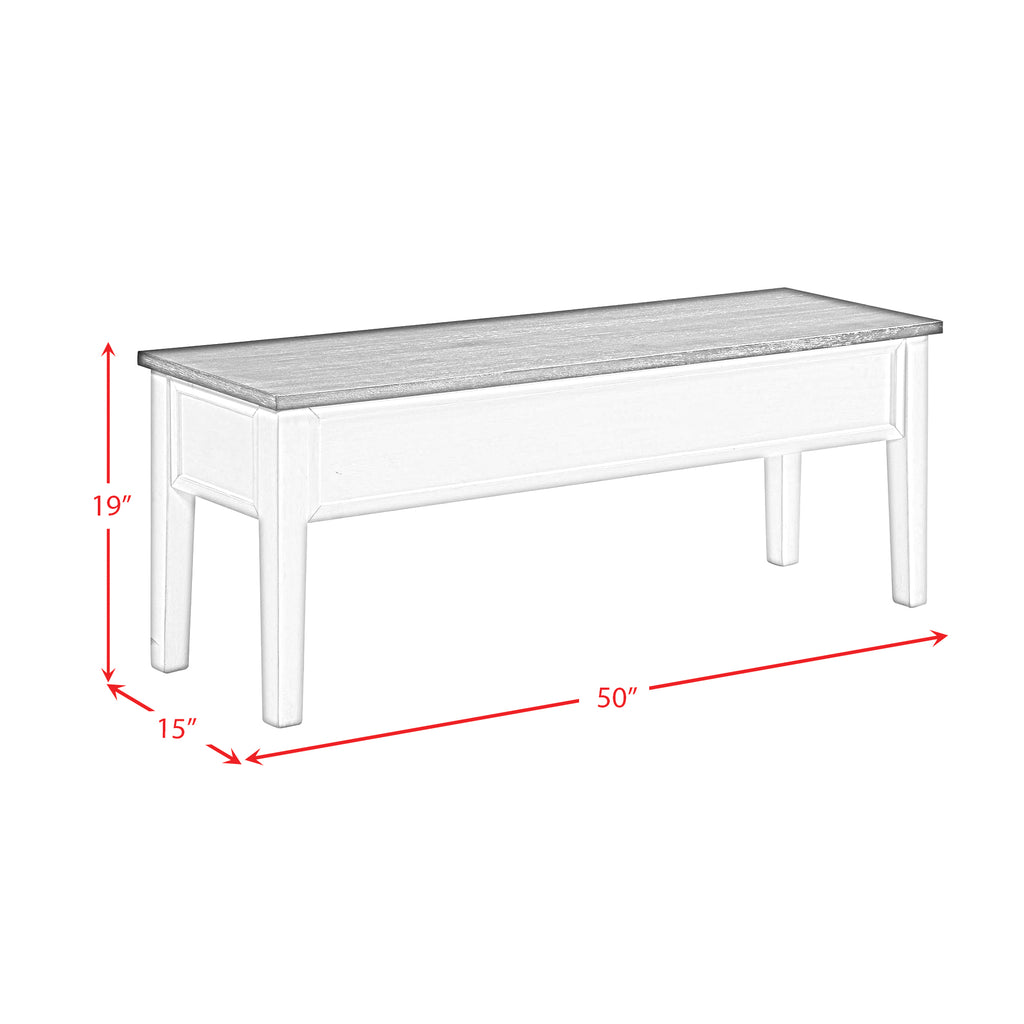 Kayla-Two-Tone-6PC-Standard-Height-Dining-Set-Table,-Four-Chairs-&-Bench